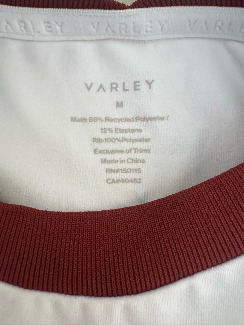 Varley White Dress with Burgundy Trim and Drawstring Waist - Picture 6 of 6